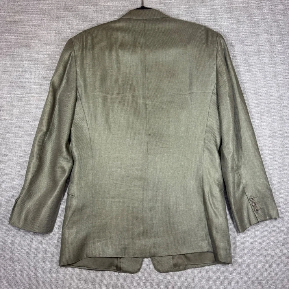 Giorgio Armani Vintage Le Collezioni Men 38R Pure Linen Olive Green Blazer Italy